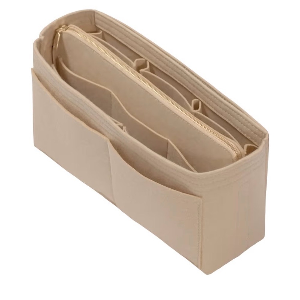 Lexsion Beige Felt Purse Home Organizer Insert With Zipper NWOT